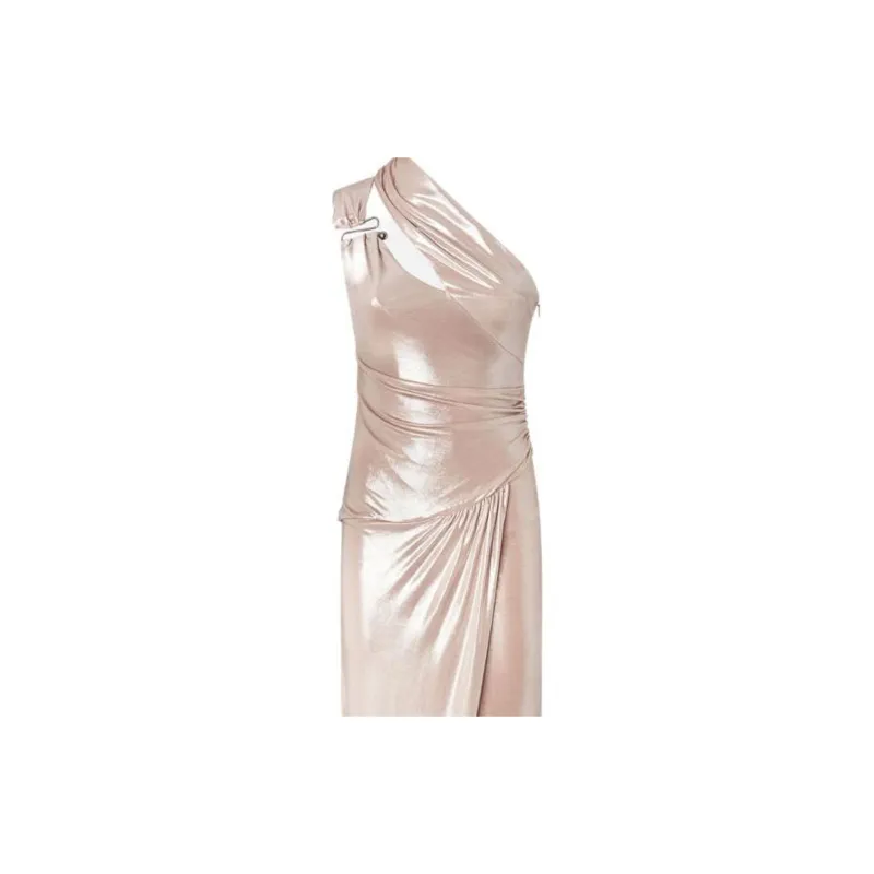 PINKO One Shoulder Ruched Maxi Dress-5