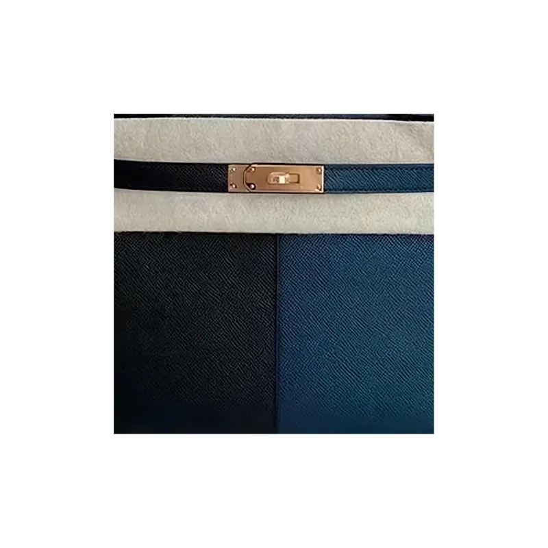 HERMES Kelly Epsom Leather Kelly Bag Handbags Women's Indigo/Black/Frida Blue-3