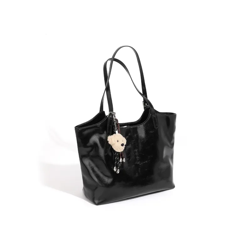 Pivsnu Synthetic Leather Shoulder Bag Regular Women's Black/Burgundy-2