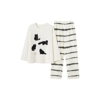 Lanza Pajama Set Women's White Cat