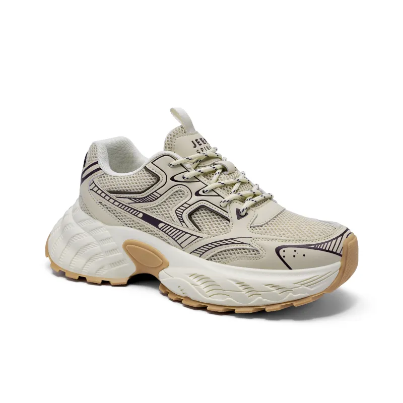 JEEP SPIRIT Cushioning Anti Slip Wear Resistant Breathable Height Increasing Low Top Chunky Sneakers Unisex Light Sandy-3