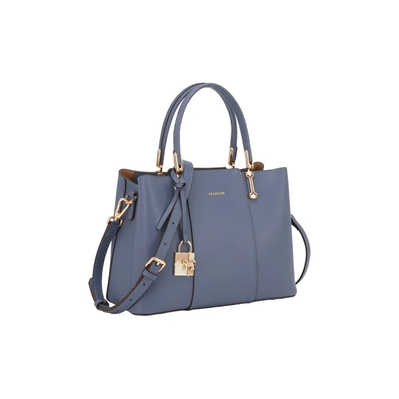 YEARCON Cow Leather With Microfiber Synthetic Leather Handbag Medium Size Women's Multicolor-6