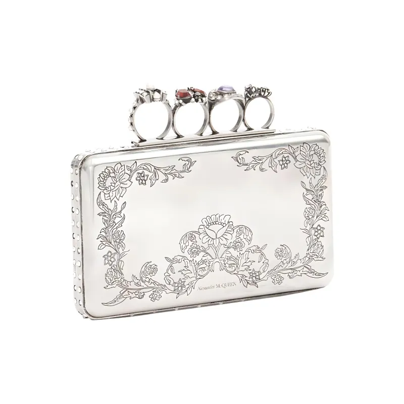 Alexander McQueen Metal Clutch Women's Silver-1