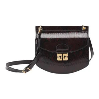 GANNI Recycled Leather Crossbody Bag Shoulder Bag Small Size Women's Burgundy