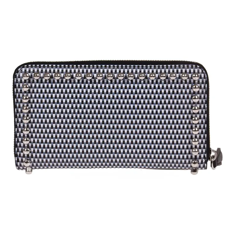 FENDI Leather Wallet Women's Black/Gray White-2