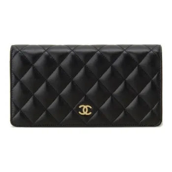 CHANEL Classic Flap CF Sheepskin Wallet Unisex Black