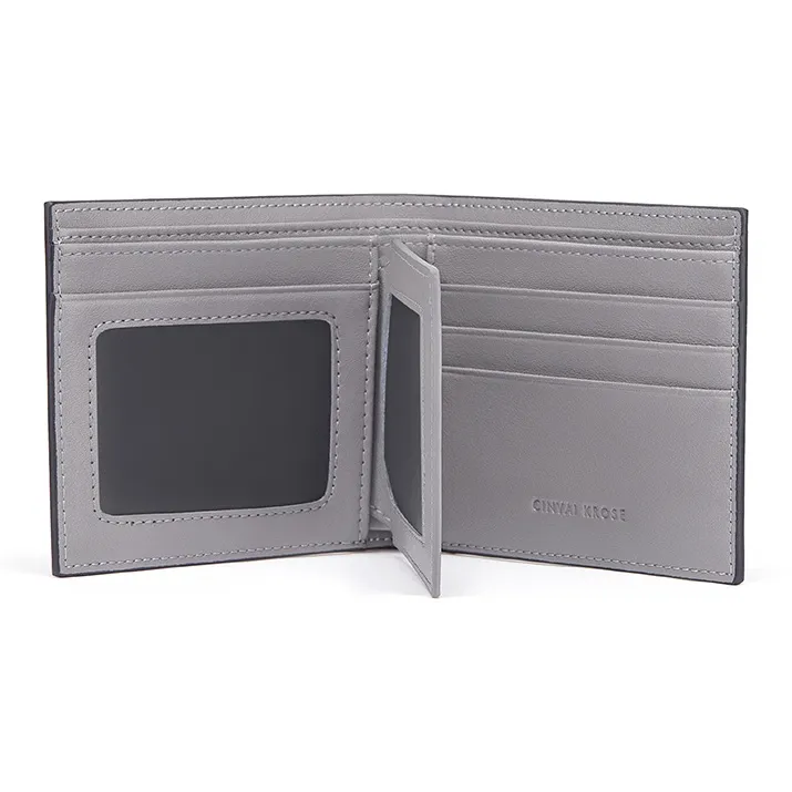 Simvay Clos Cow Leather Coin Purse Document Wallet Clutch Card Holder Men's Black/Dark Blue-9