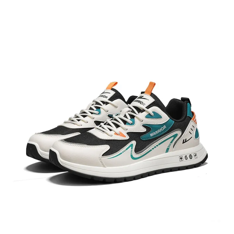Warrior Slip-Resistant Breathable Lightweight Low-Top Casual Running Shoes Men's Beige Black Green-2