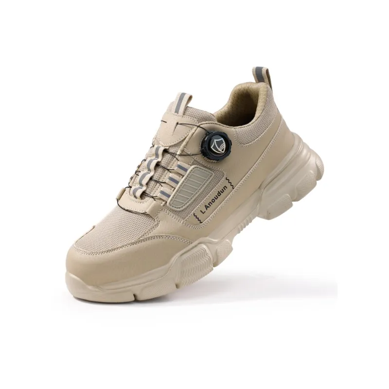 Blue Gull Shield Impact Resistant Lightweight Rebound Low Top Outdoor Shoes Unisex Khaki-2