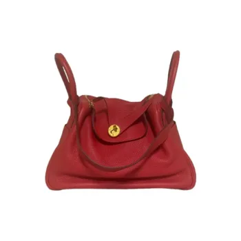 HERMES Lindy Clemence Bullock Leather One Shoulder Handbags Women's S5 Rouge Tomate Tomato Red