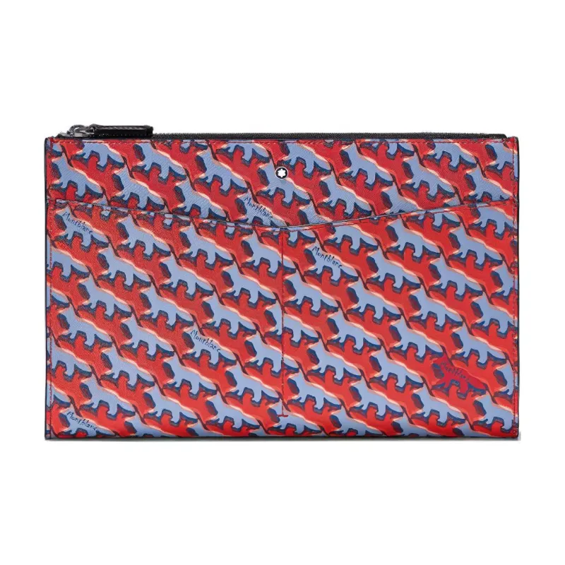 MONTBLANC MAISON KITSUNE Collaboration Leather Clutch Men's Orange-1