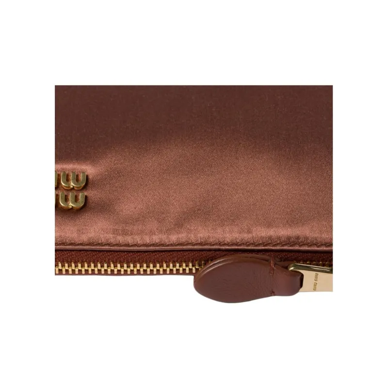 MIU MIU Silk Viscose Clutch Mini Women's Cocoa Brown-3