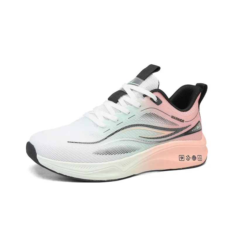 Warrior Cushioning Abrasion Resistant Breathable Low Top Casual Running Shoes Men's Gray Green Pink-1