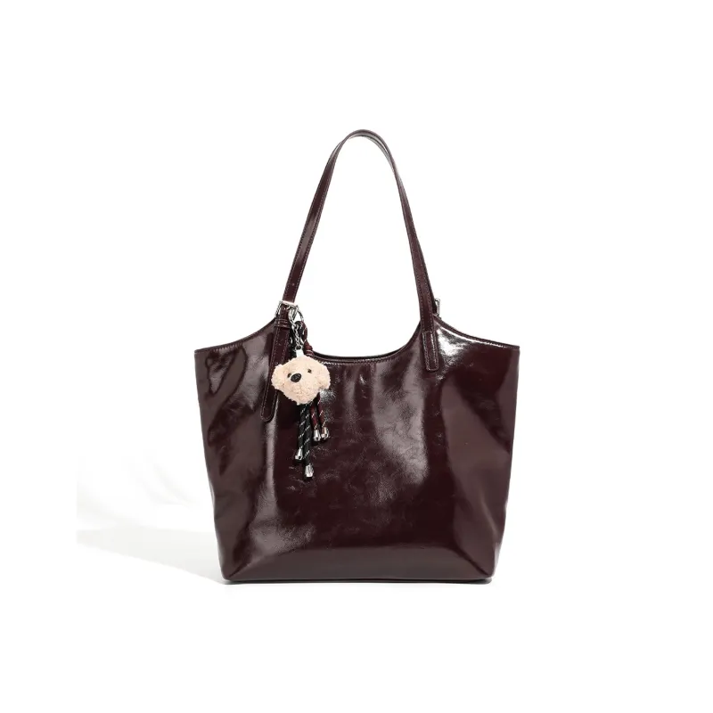 Pivsnu Synthetic Leather Shoulder Bag Regular Women's Black/Burgundy-6