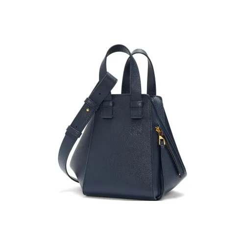 LOEWE Hammock Soft Grained Calfskin One Shoulder Handbags Women's Dark Marine Blue