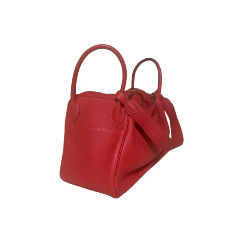 HERMES Lindy Clemence Bullock Leather One Shoulder Handbags Women's S5 Rouge Tomate Tomato Red-1