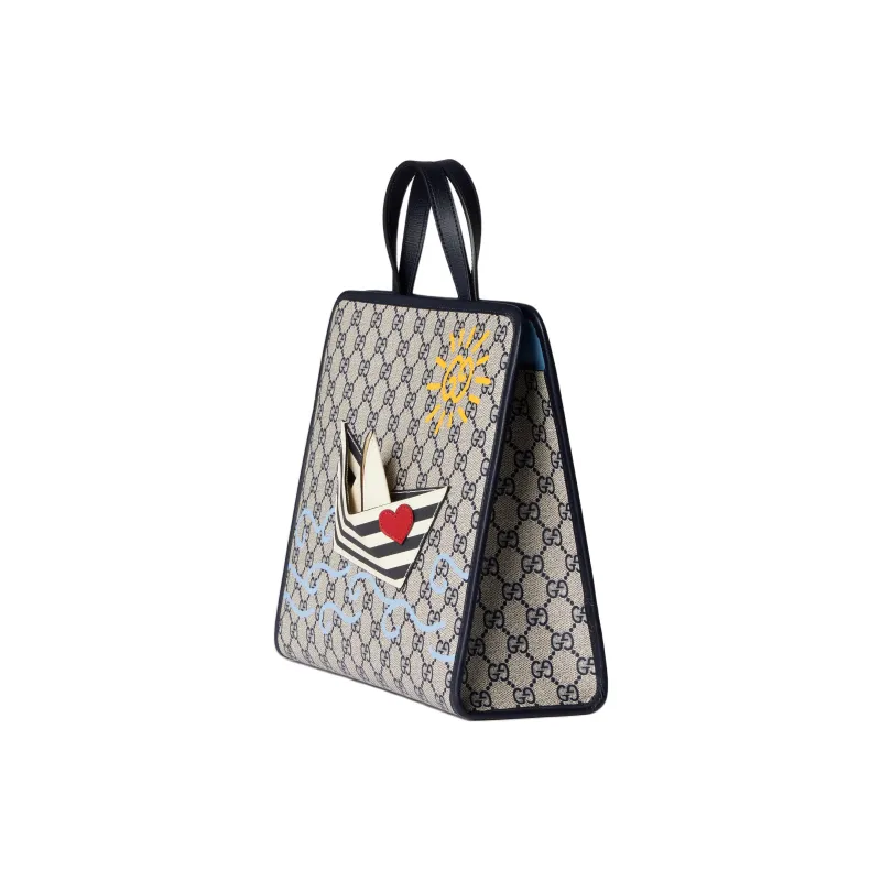 GUCCI GG Supreme Canvas Tote Bag, Shopping Bag, Handbag Men's Beige & Blue-1