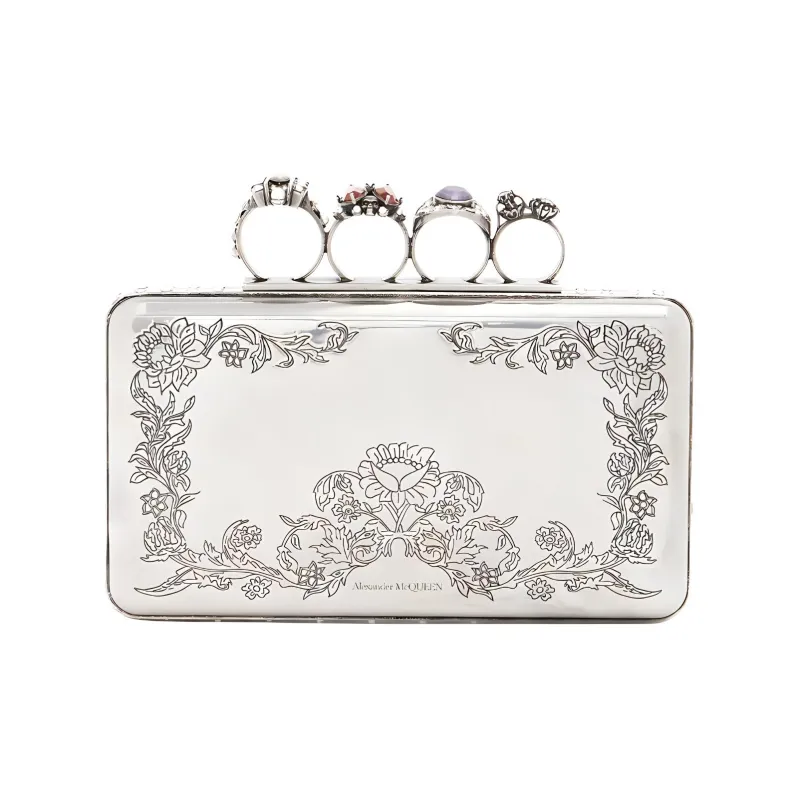 Alexander McQueen Metal Clutch Women's Silver-2