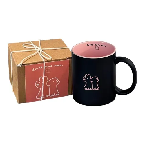 JINGEYU Creative Black Pink Barbie Puppy Mug Black Pink 320ml