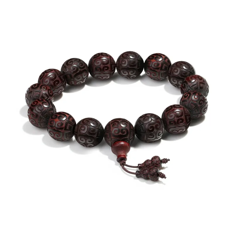 PUTUOSHANWENCHUANG Small Leaf Red Sandalwood Bracelets Unisex-1
