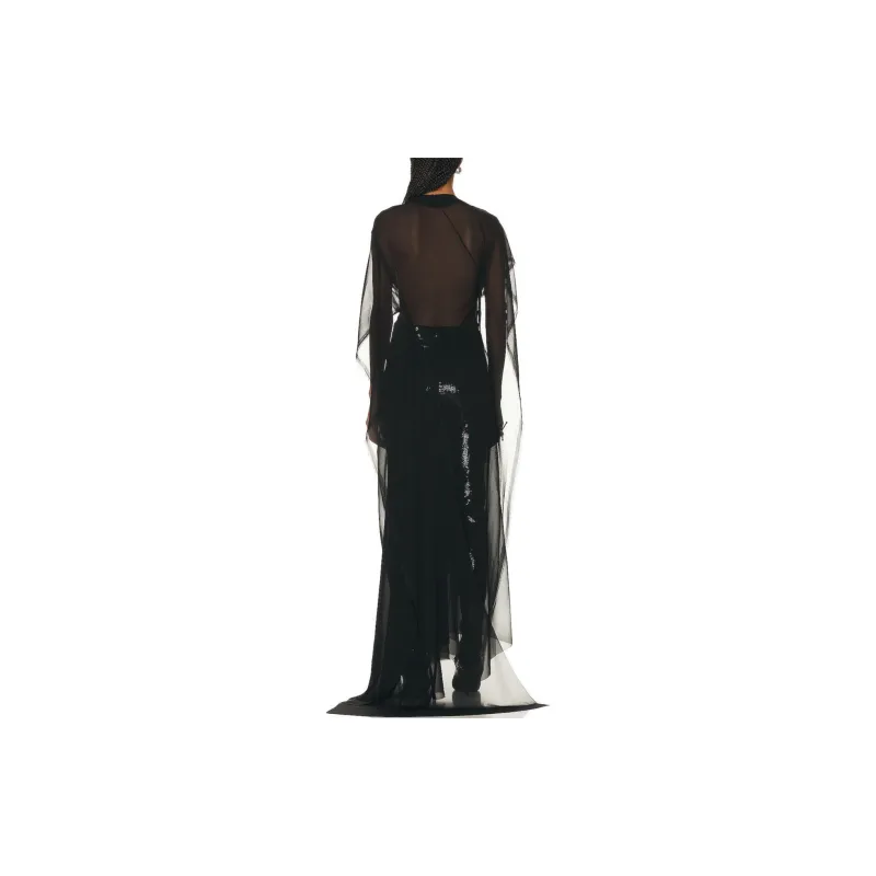 Balenciaga V neck Layered Midi Dress-3