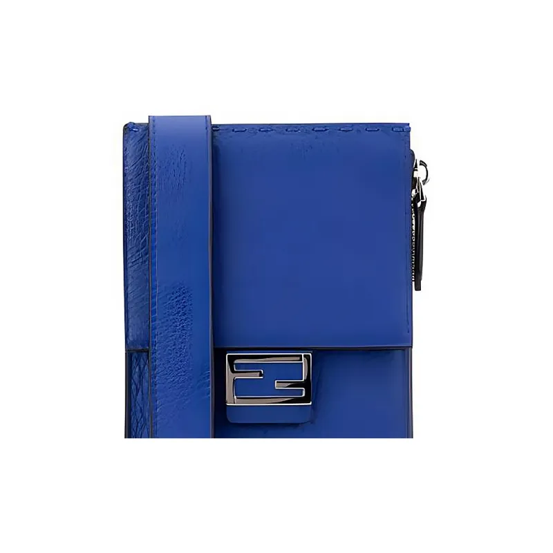 FENDI Baguette Leather Shoulder Bag Crossbody Bag Cell Phone Pouch Regular Men's Blue-3