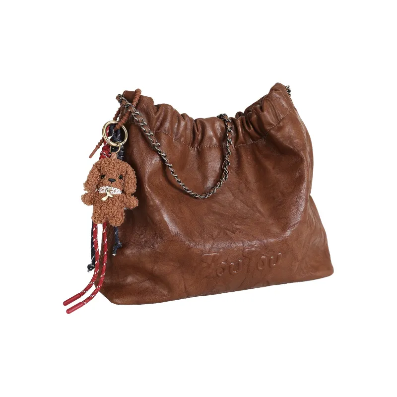 TOUTOU Synthetic Leather Shoulder Bag Regular Women's Chocolate Brown-2