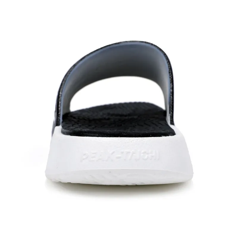PEAK Slip Resistant Abrasion Resistant Cushioning Slide Slippers Unisex Black White-4