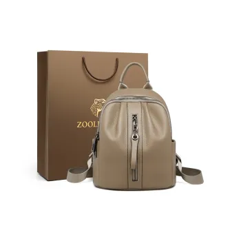 ZOOLER Top Grain Cow Leather Backpack Regular Women's Khaki/Black/Smoke Gray