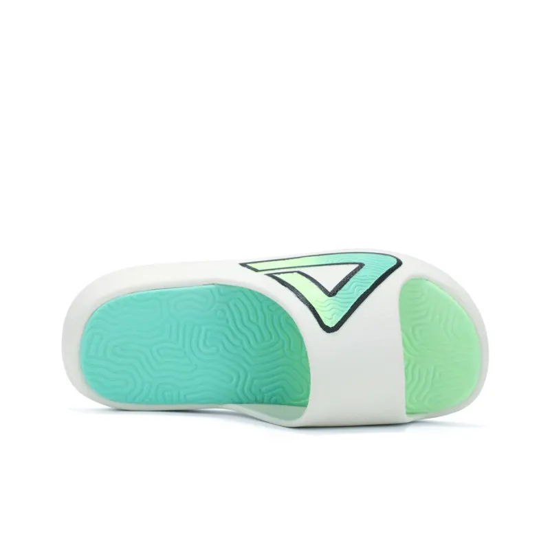 PEAK Slip Resistant Abrasion Resistant Cushioning Slide Slippers Unisex White Green-3