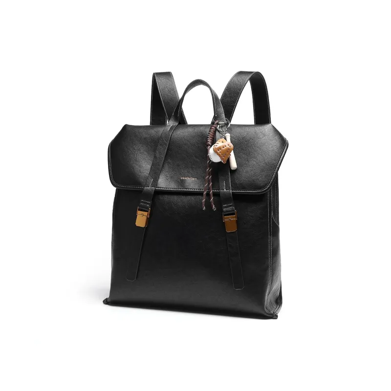 Mulinsen Polyurethane Patchwork With Cow Leather Backpack Large Size Unisex Light Coffee-10