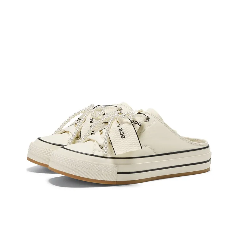 GG CC Skateboard Shoes Women's Low Top Black/Ecru-9