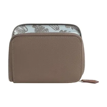 HERMES Silk'In Evercolor Calfskin With Barénia Calfskin Wallet Women's Taupe