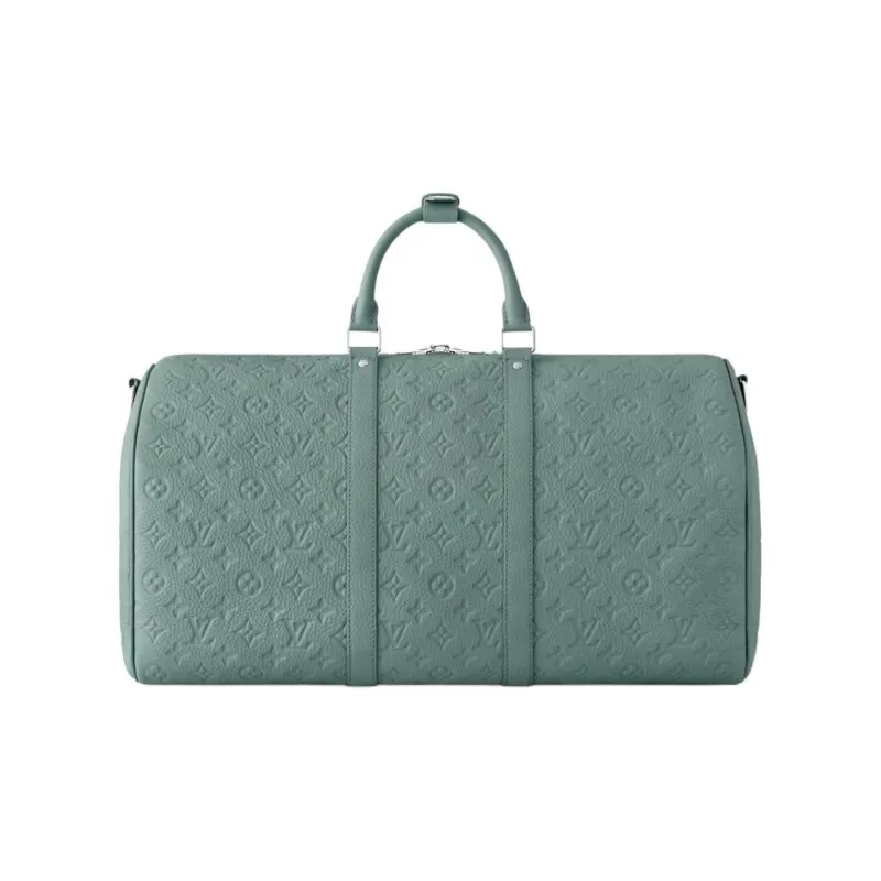 LOUIS VUITTON Keepall Taurillon Cow Leather Travel Bag Unisex Aqua Green-2