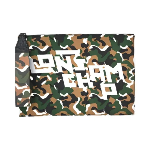 LONGCHAMP Polyester Canvas Clutch Unisex Camouflage
