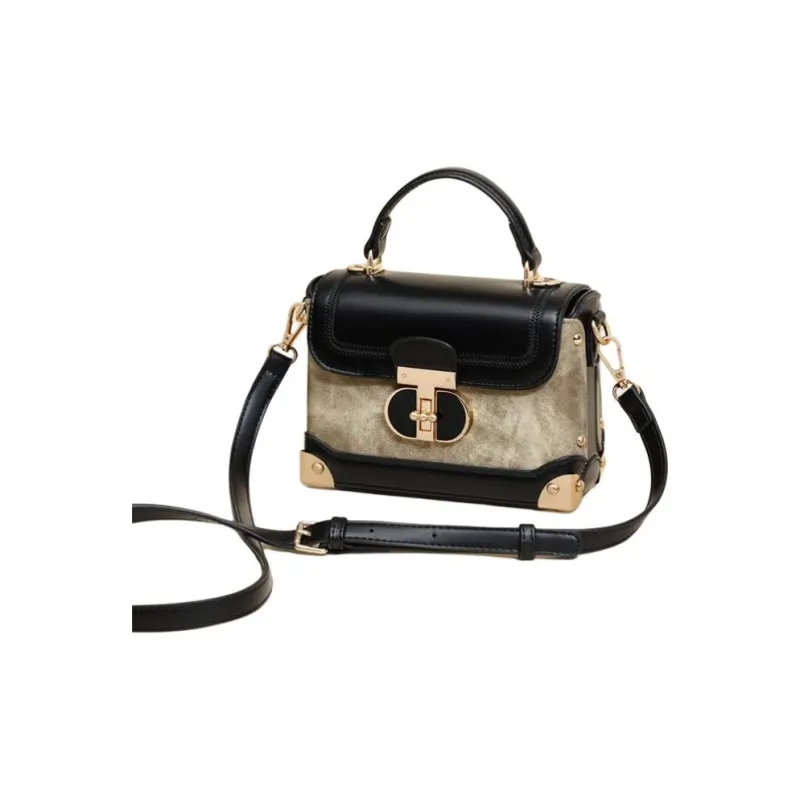 C°BANNER Synthetic Leather One Shoulder Crossbody Portable Small Square Bag Regular Women's Khaki & Black-3
