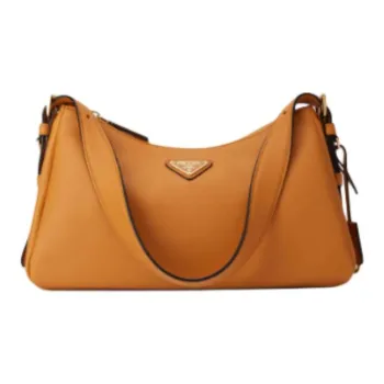 PRADA Aimee Cow Leather Shoulder Bag Medium Size Women's Brown