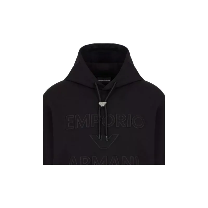 EMPORIO ARMANI Asv Double jersey Hooded Sweatshirt With Oversized Embossed Logo Embroidery-5