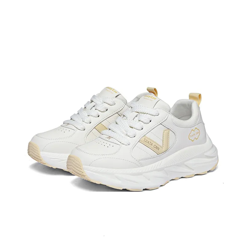 Golden Silk Rabbit Anti Slip And Wear Resistant Height Increasing Low Top Chunky Sneakers Women's-7