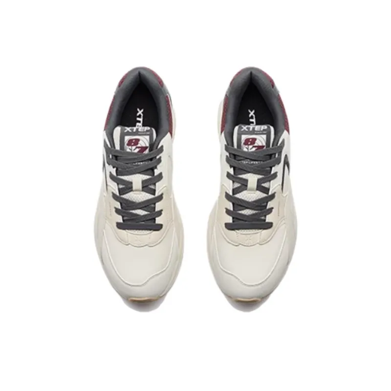 XTEP Lightweight Height Increasing Coverage Low-Top Casual Shoes Men's Tea White Ash-3