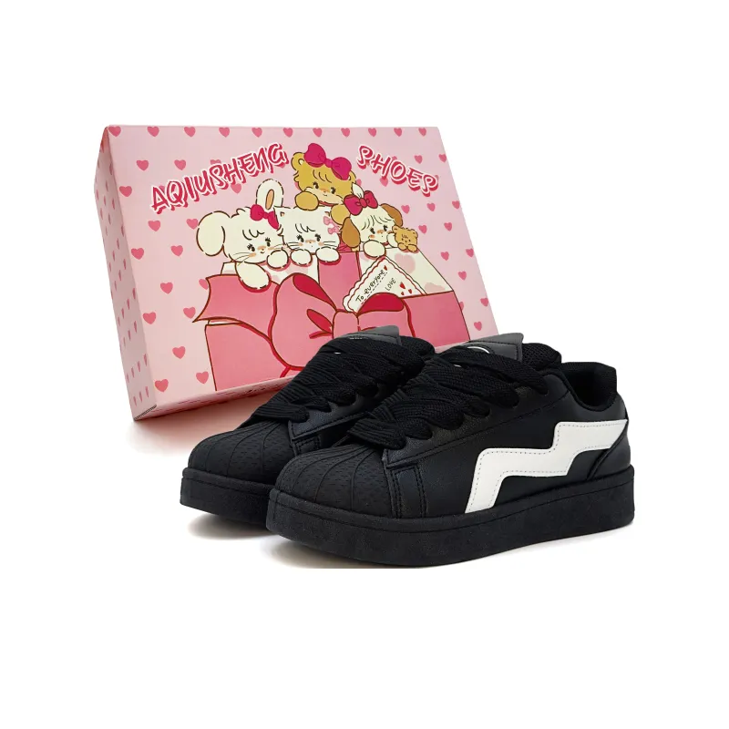AQIUSHENG Cool Trendy, Fashion Versatile Low Top Skateboard Shoes Women's Box Included-6