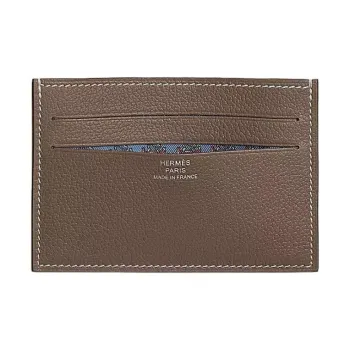 HERMES Citizen Twill Evercolor Leather Card Holder Men's Brown