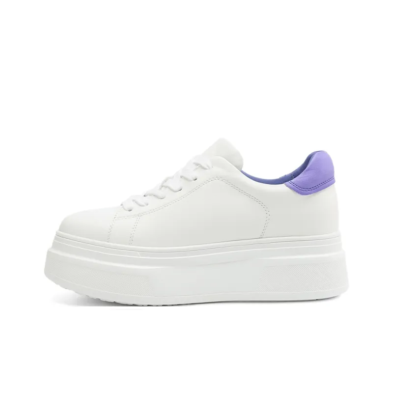 Rosa Bianca Lightweight Height Increasing Low Top Skateboard Shoes Women's White Purple-0