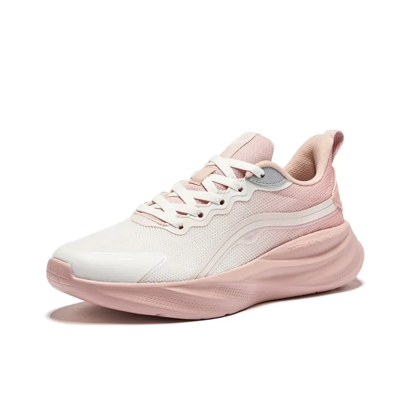 Erke Cushioning Breathable Rebound Low Top Casual Running Shoes Women's Pink White-2