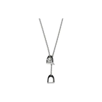 HERMES Enamel Metal Necklaces Men's Black
