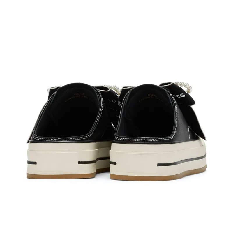 GG CC Skateboard Shoes Women's Low Top Black/Ecru-3