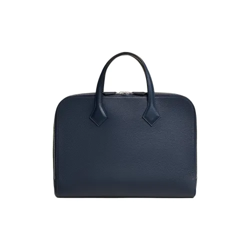 HERMES Victoria Light Evercolor Calfskin Briefcases Men's 78 Bleu Marine Deep Sea Blue