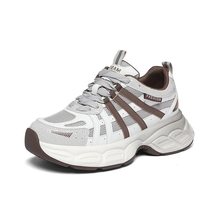 Golden Silk Rabbit Cushioning Anti Slip And Wear Resistant Height Increasing Low Top Chunky Sneakers Women's-4
