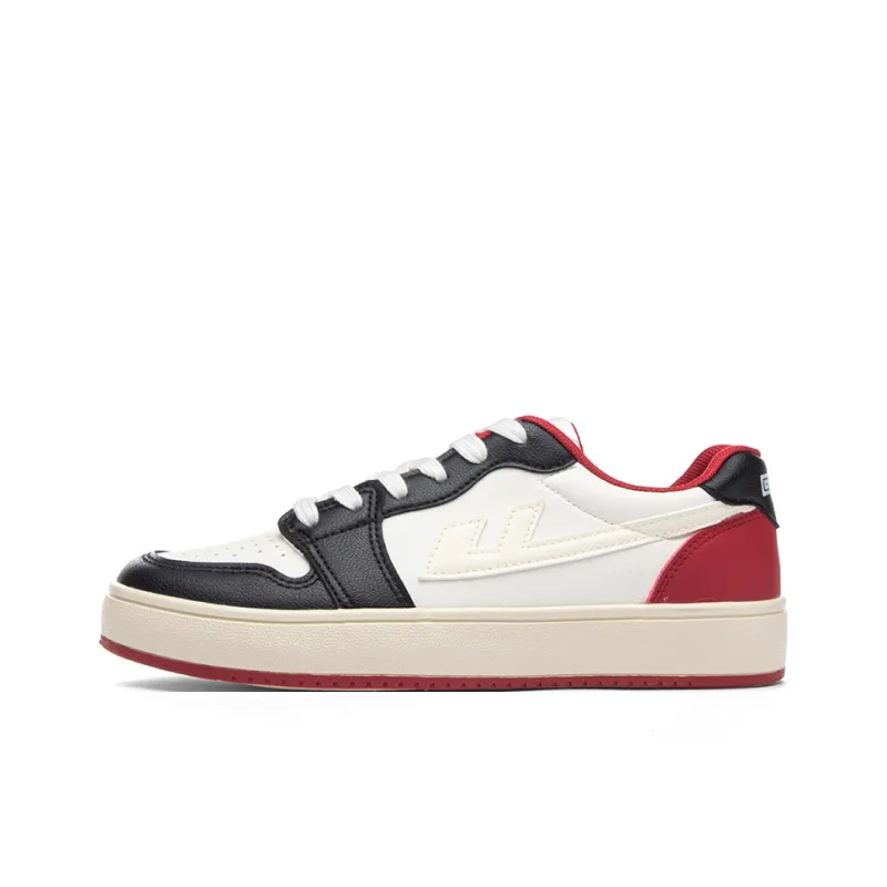 Warrior Anti Slip And Wear Resistant Lightweight Low Top Skateboard Shoes Unisex White Black Red-0