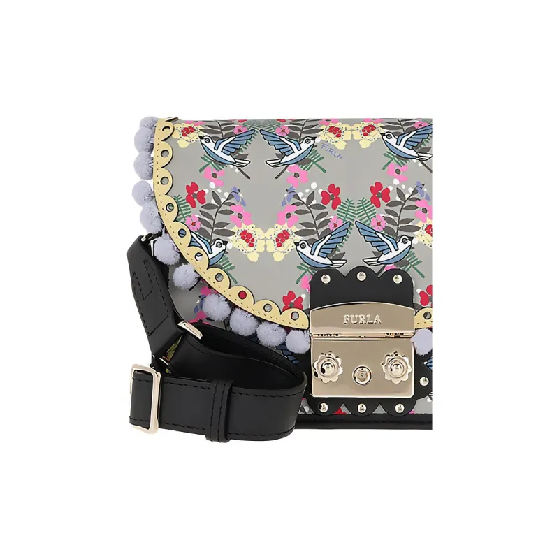 Furla Metropolis Collection Leather Small Square Bag Shoulder Bag Crossbody Bag Small Size Women's Multicolor-4